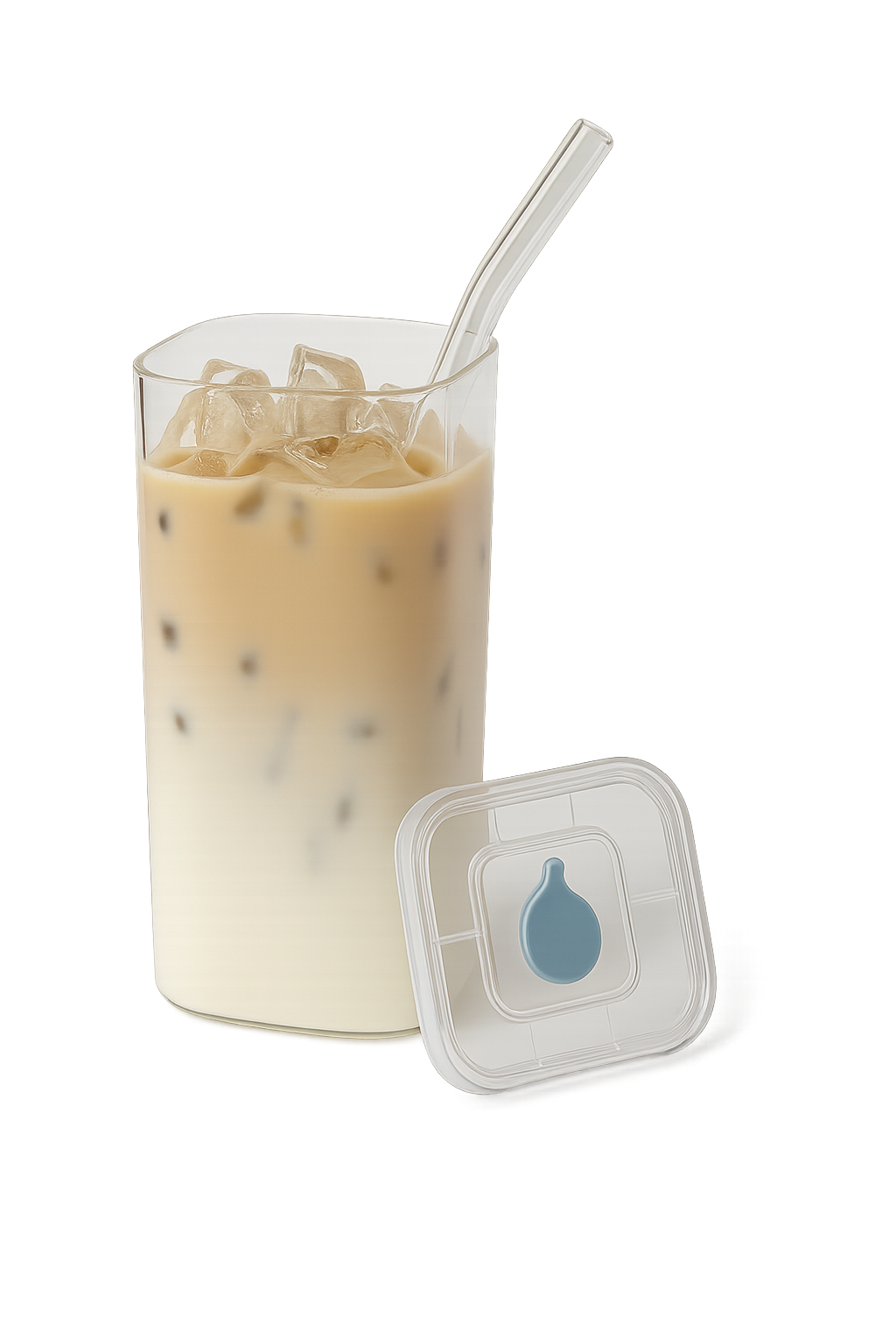 Clear Square Glass Coffee Mug with Lid