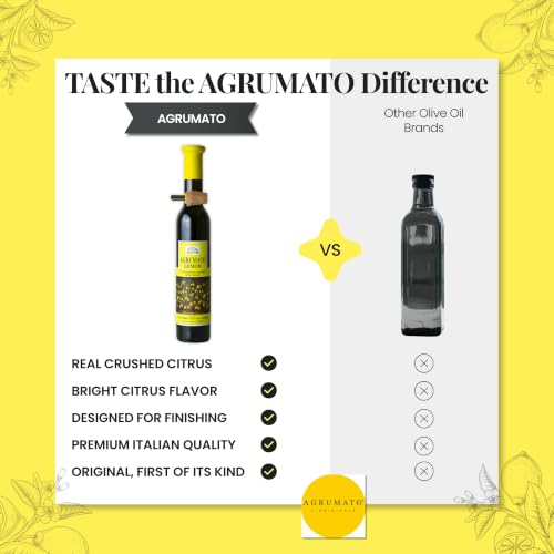 Agrumato Olive Oil, Cold Pressed Italian Extra Virgin with Fresh Citrus Peel, Small Batch Gourmet Finishing Oil for Salads Seafood Pasta Cooking, 6.76 Fl Oz