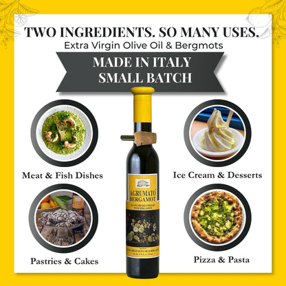Agrumato Olive Oil, Cold Pressed Italian Extra Virgin with Fresh Citrus Peel, Small Batch Gourmet Finishing Oil for Salads Seafood Pasta Cooking, 6.76 Fl Oz
