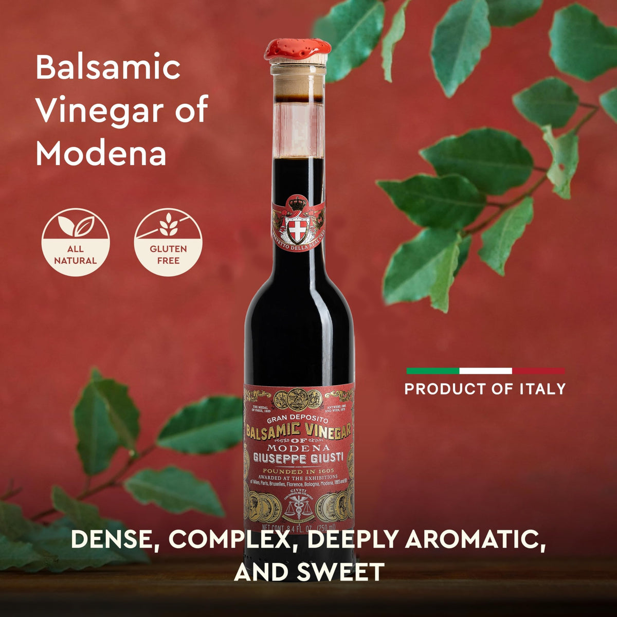 Giusti 3 Gold Medals Balsamic Vinegar of Modena IGP - 8.45 fl oz