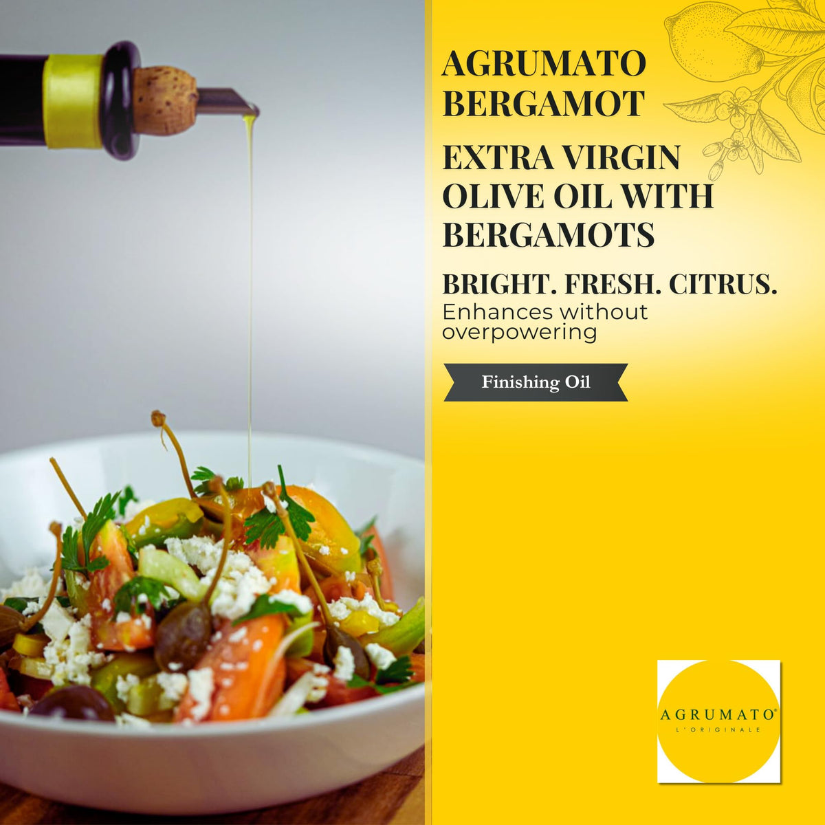 Agrumato Olive Oil, Cold Pressed Italian Extra Virgin with Fresh Citrus Peel, Small Batch Gourmet Finishing Oil for Salads Seafood Pasta Cooking, 6.76 Fl Oz