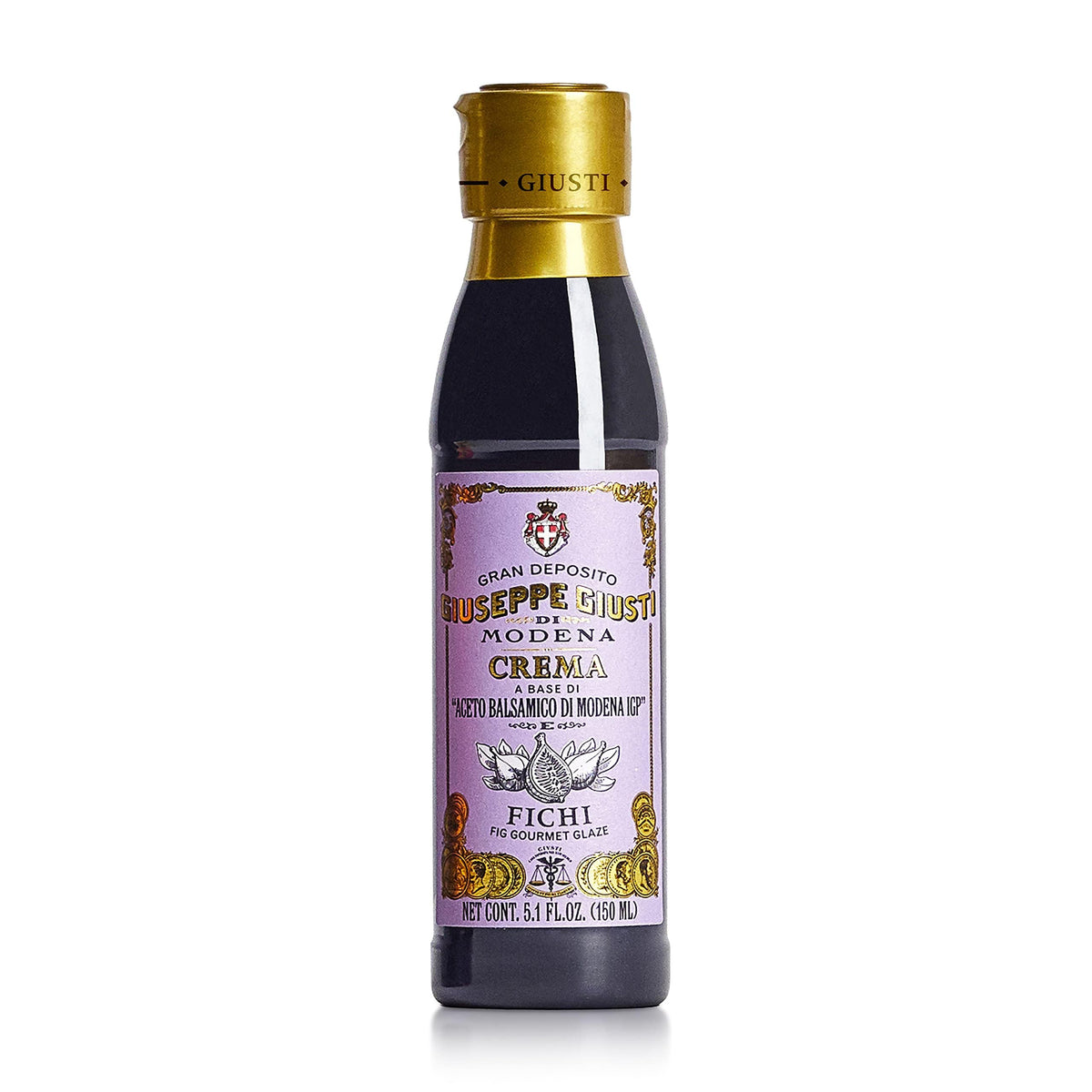 Giusti Fig Balsamic Vinegar Glaze Condiment– Italian Gourmet Balsamic Reduction with Sweet Fig, Rich & Tangy Drizzle for Cheese, Meat, Salads & More, Based on Balsamic Vinegar