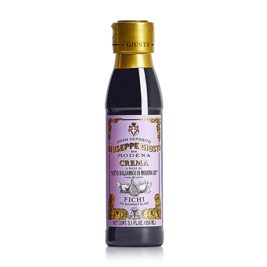 Giusti Fig Balsamic Vinegar Glaze Condiment– Italian Gourmet Balsamic Reduction with Sweet Fig, Rich & Tangy Drizzle for Cheese, Meat, Salads & More, Based on Balsamic Vinegar
