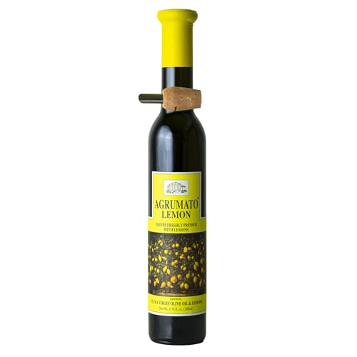 Agrumato Lemon Olive Oil, Cold Pressed Italian Extra Virgin with Fresh Citrus Peel, Small Batch Gourmet Finishing Oil for Salads Seafood Pasta Cooking, 6.76 Fl Oz