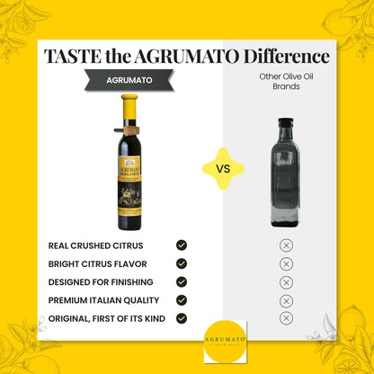 Agrumato Olive Oil, Cold Pressed Italian Extra Virgin with Fresh Citrus Peel, Small Batch Gourmet Finishing Oil for Salads Seafood Pasta Cooking, 6.76 Fl Oz
