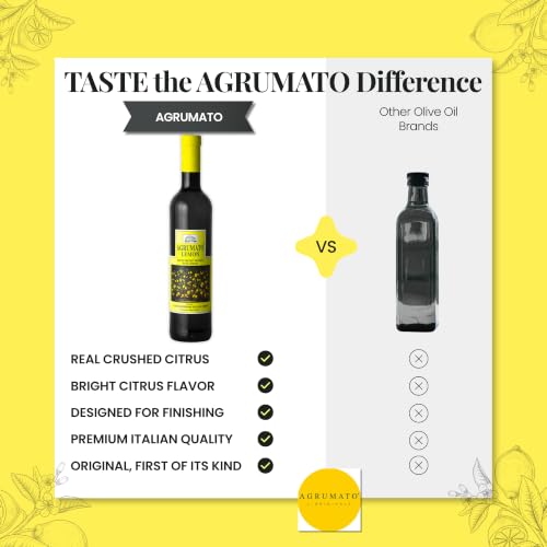 Agrumato Olive Oil, Cold Pressed Italian Extra Virgin with Fresh Citrus Peel, Small Batch Gourmet Finishing Oil for Salads Seafood Pasta Cooking, 6.76 Fl Oz
