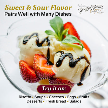 Giusti Fig Balsamic Vinegar Glaze Condiment– Italian Gourmet Balsamic Reduction with Sweet Fig, Rich & Tangy Drizzle for Cheese, Meat, Salads & More, Based on Balsamic Vinegar
