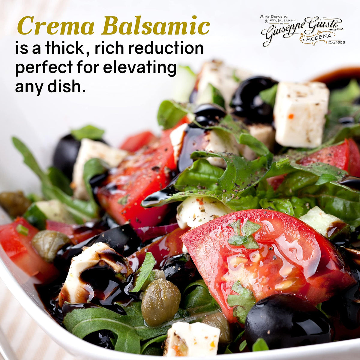 Giusti Fig Balsamic Vinegar Glaze Condiment– Italian Gourmet Balsamic Reduction with Sweet Fig, Rich & Tangy Drizzle for Cheese, Meat, Salads & More, Based on Balsamic Vinegar
