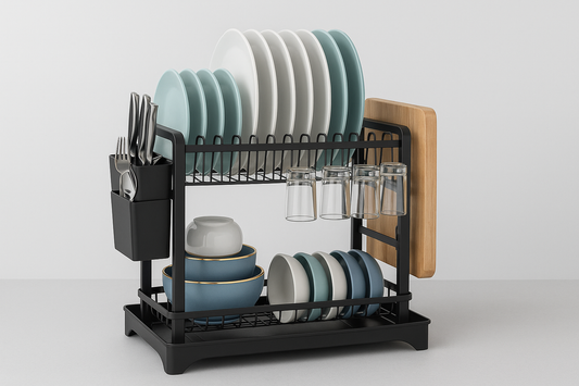 Double-Deck Dish Organizer with Drainboard