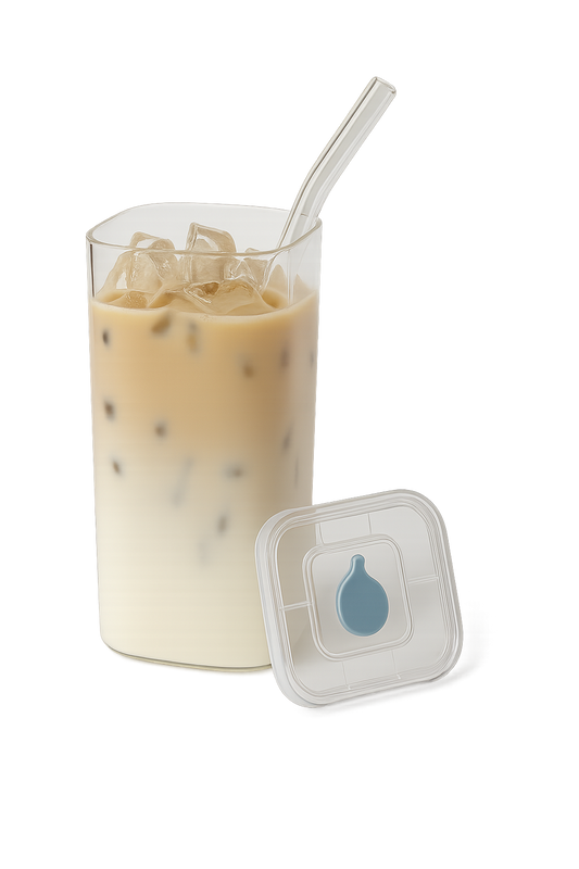 Clear Square Glass Coffee Mug with Lid