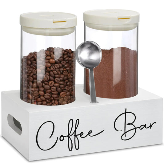Glass Coffee Bean Storage Set with Spoon