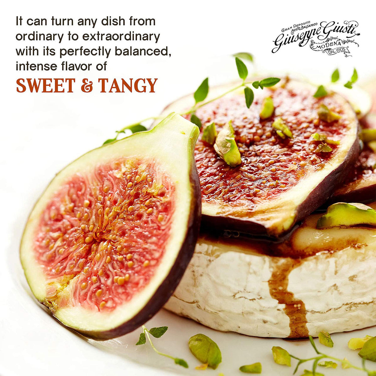 Giusti Fig Balsamic Vinegar Glaze Condiment– Italian Gourmet Balsamic Reduction with Sweet Fig, Rich & Tangy Drizzle for Cheese, Meat, Salads & More, Based on Balsamic Vinegar