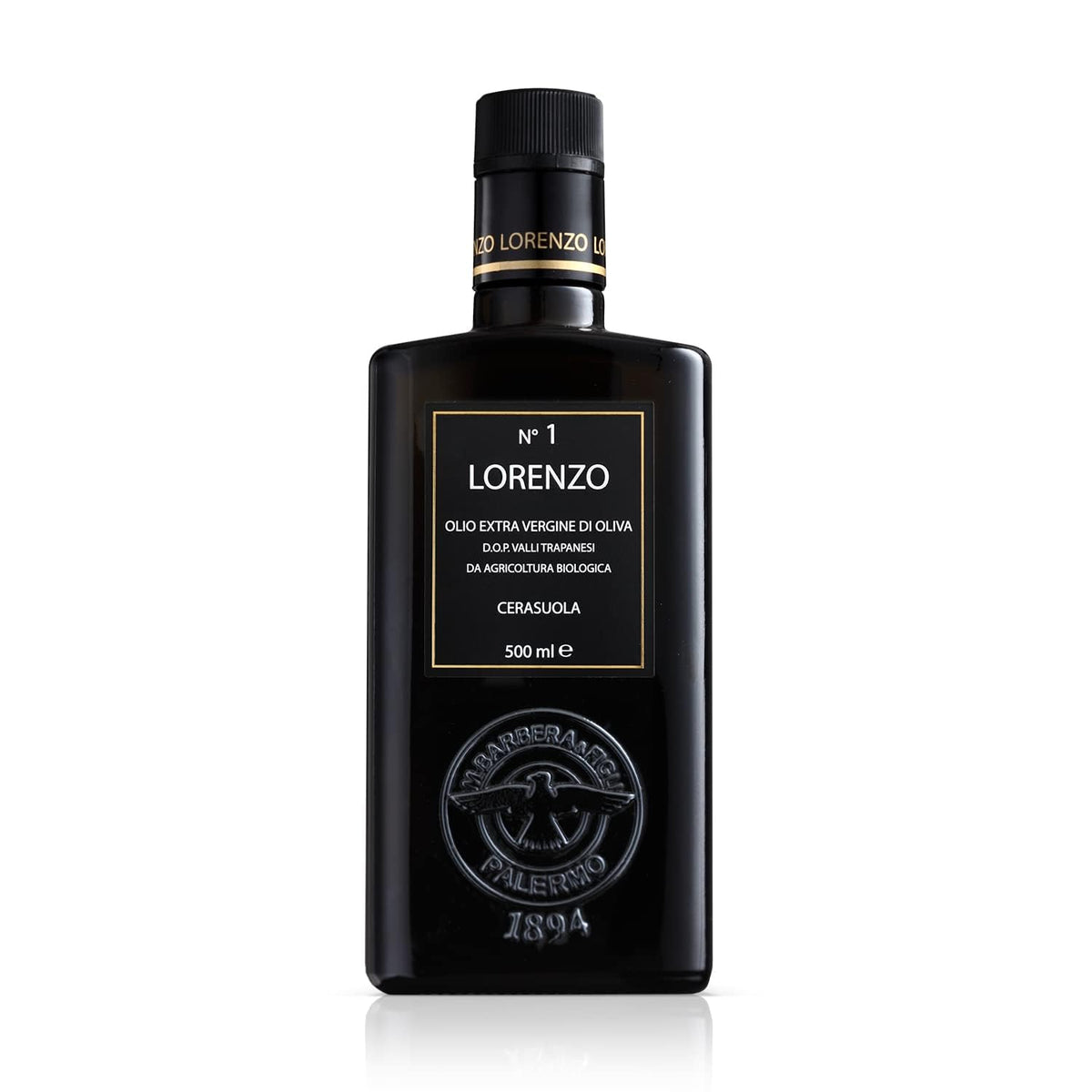 Barbera Lorenzo N° 1 Organic Extra Virgin Olive Oil PDO Valli Trapanesi, 16.9 fl oz | Premium Sicilian EVOO from Organic Cerasuola Olives | Bold Fruity Flavor & Cold-Pressed Quality