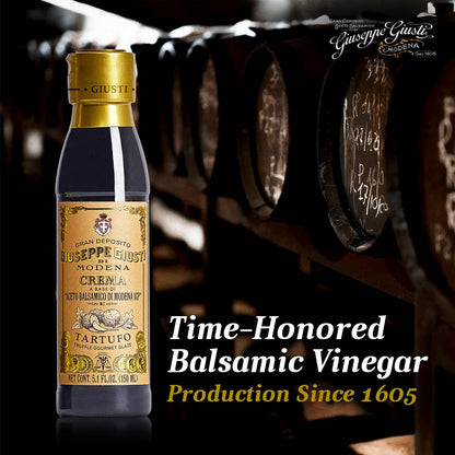Giusti Fig Balsamic Vinegar Glaze Condiment– Italian Gourmet Balsamic Reduction with Sweet Fig, Rich & Tangy Drizzle for Cheese, Meat, Salads & More, Based on Balsamic Vinegar