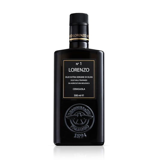 Barbera Lorenzo N° 1 Organic Extra Virgin Olive Oil PDO Valli Trapanesi, 16.9 fl oz | Premium Sicilian EVOO from Organic Cerasuola Olives | Bold Fruity Flavor & Cold-Pressed Quality