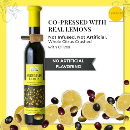 Agrumato Olive Oil, Cold Pressed Italian Extra Virgin with Fresh Citrus Peel, Small Batch Gourmet Finishing Oil for Salads Seafood Pasta Cooking, 6.76 Fl Oz