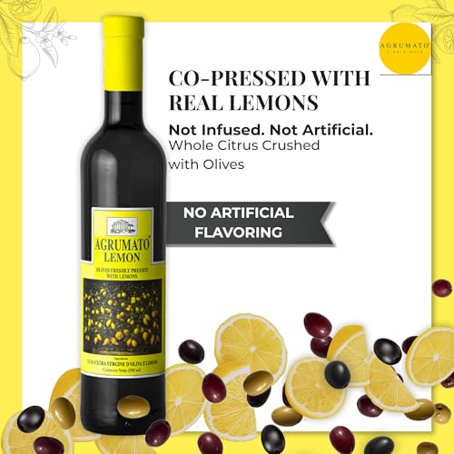 Agrumato Olive Oil, Cold Pressed Italian Extra Virgin with Fresh Citrus Peel, Small Batch Gourmet Finishing Oil for Salads Seafood Pasta Cooking, 6.76 Fl Oz