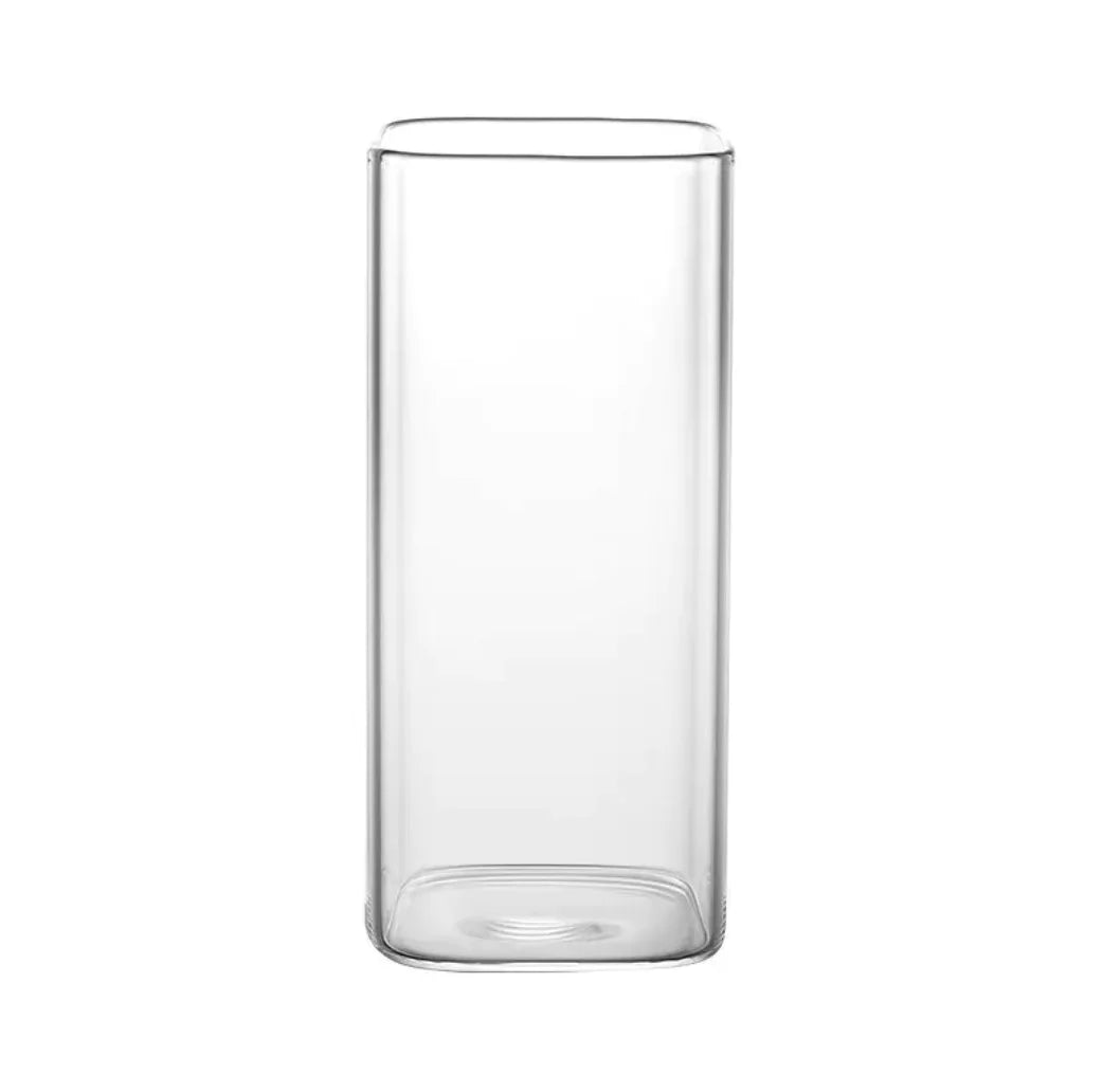Clear Square Glass Coffee Mug with Lid